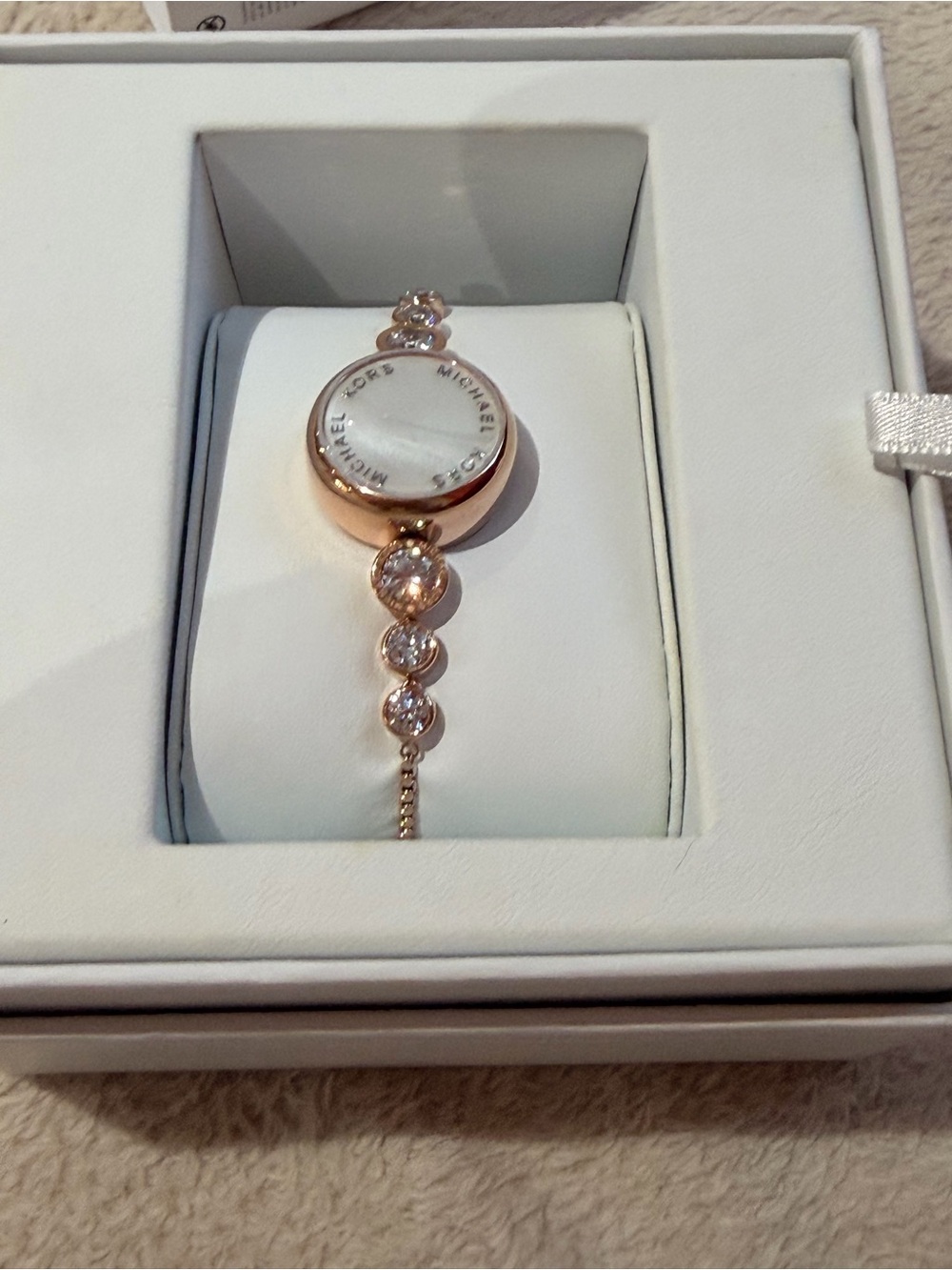 Michael Kors Varick Rose Gold-Tone Swarovski Slider Tracker